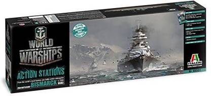 Italeri 46501 World Of Warships Wows German Battleship Bismarck Plastic Model Kit, 1:700 Scale
