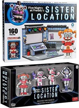 AYB Products Control Room Sister Location Circus Pack Fnof Sister Nightmare Five Nights At Freddy'S Funtime Buildable Set + Game Characters M