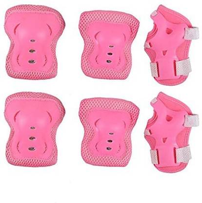 IndusBay 6Pcs Elbow Knee Wrist Protective Guard Safety Gear pads kit skate bicycle Kids Teens - Pink Skating Kit