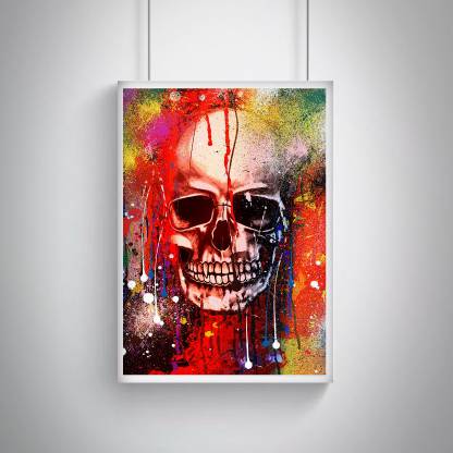 Cool, Trendy, Quirky Posters "Colours splashed skull design" Add some quirkiness to your walls Rolled Posters Frame not Included (12 x 18 IN) Fine Art Print