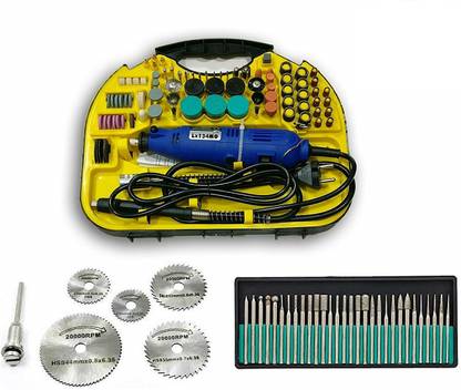 Tools Centre Unbelievable Multi Tool Die Grinder Rotary Tool Kit & Diy Crafts Works Accessory Kit With Diamond Coated Burr Set & 6Pcs Hss Circular Saw Blade Rotary Tool