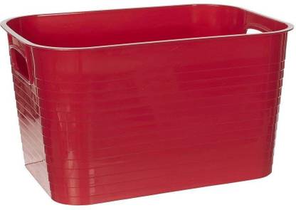 Shrih Plastic Plastic Storage Container Basket Tub Rectangle - Red Storage Basket