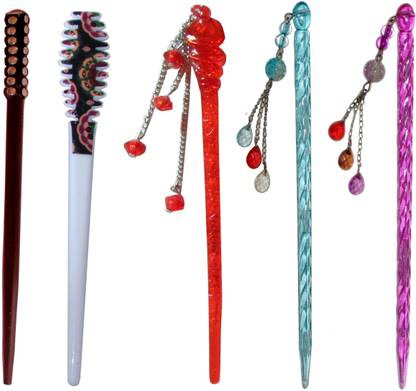 Humani Combo of Multi Color Juda Sticks Bun Stick