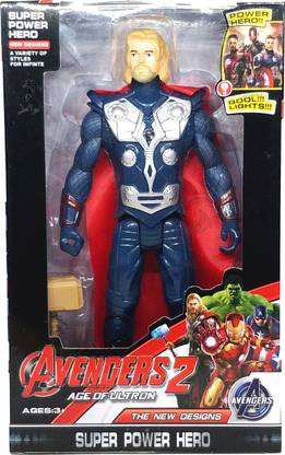 STYLO Avenger 2 Age Of Ultron Action Figure Series with LED Light on Chest with Weapons Twist and Move THOR