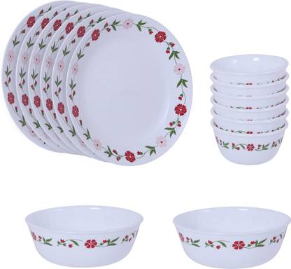 CORELLE Pack of 14 Glass Corelle Spring Pink 14 Pieces Dinner Set Dinner Set