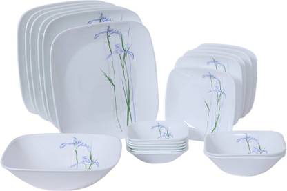 CORELLE Pack of 21 Glass Corelle Shadow Iris 21 SQ Pieces Dinner Set Dinner Set