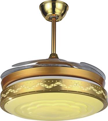 sindoz Led Light fan with Speaker, Bluetooth Enabled & Color Changing LED Light, Without Noise, Remote Control,Energy Saving 1330 mm 4 Blade Ceiling Fan
