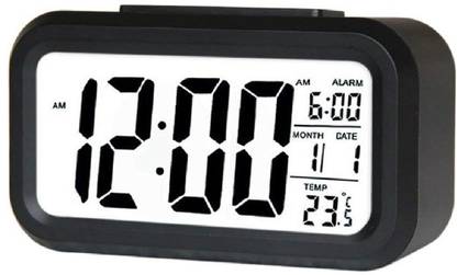 KRAFTMASTERS Digital LCD Screen Digital Alarm Clock with Date and Temperature Display and Backlight Clock