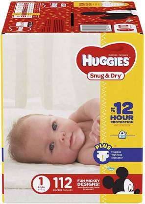Huggies Snug & Dry Diapers, Size 1, 112 Count - New Born
