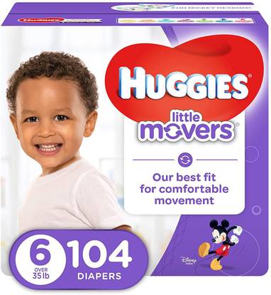 Huggies Little Movers Diapers, Size 6, 104 Count - XL
