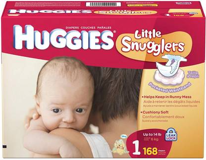 Huggies Little Snugglers Diapers, Size 1, 168 Count - New Born