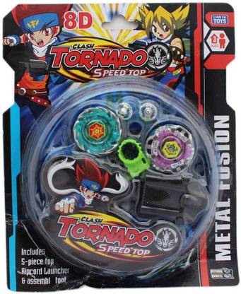 Akshit 2 Beyblade Set With Ripchord Launcher And Assemble Tool - 2D (Multicolor)