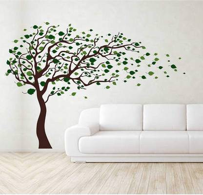 Paper Plane Design 123 cm Tree Blowing in The Wind' Wall Sticker Self Adhesive Sticker