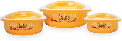cello Hot Treat Hot Pot , Set of 3 , Yellow, 500ml , 850ml and 1500ml Pack of 3 Thermoware Casserole Set