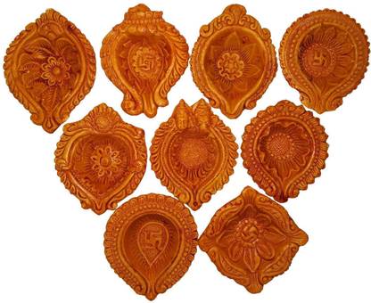 Mud Diya Terracotta (Pack of 10) Table Diya Set