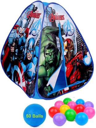HALO NATION Avengers Play Tent House with Ball Pool Pop-Up For Kids - Toy Picnic Hut - 50 Balls Included