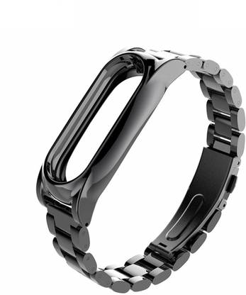 rkandroid Replacement Black stainless steel Metal Chain Band strap for MiBand2 & Mi Band HRX Edition Smart Watch Strap (Black) Smart Band Strap