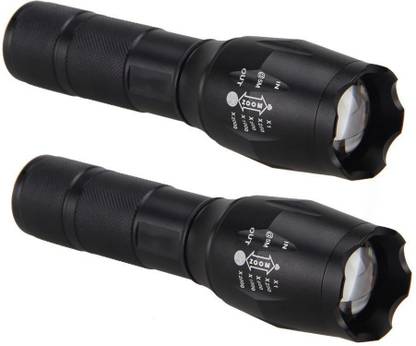 Care 4 waterproof 5 modes Small sun Cree Xlm - t6 (650) (pack of 2) Zoom able High power Long range Rechargeable flashlight torch light with Rechargeable battery and charging kit for both torches Torch