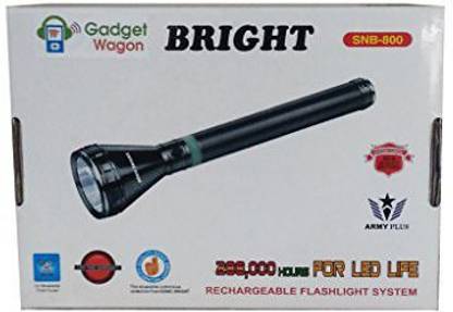 Gadget-Wagon Rechargeable led metal torch 1800 meters range , 3.5 hours backup Torch