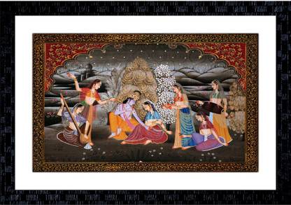 Janki Online Modern Art Radha Krishna Canvas Rajasthani Large Glass Wall Paintings with Frame for home decoration item for bedroom for sale Canvas 14 inch x 20 inch Painting