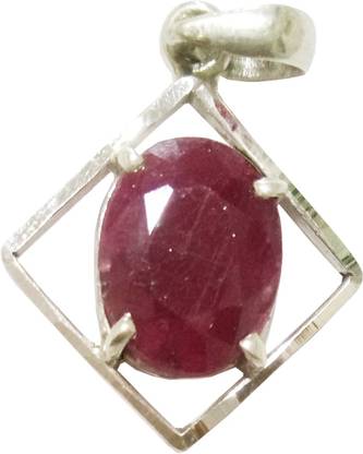 Shukracharya Ruby Manik Stone Surya Graha Ratna Pendant Silver Ruby Silver Pendant