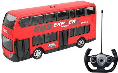 IndusBay Remote control R/C Double Decker City Commute Bus 4 Channel 2.4 GHz Radio controlled Bus toy for kids - Red
