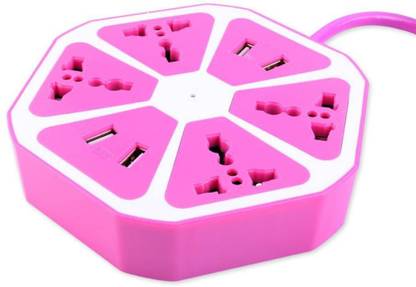 CRETO Universal 2 in 1 USB Hexagon And Surge Protector 4 USB Port with 4  Socket Extension Boards