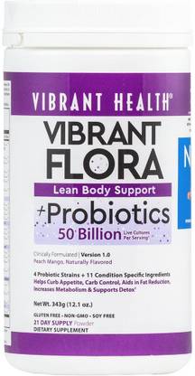 Vibrant Health Vibrant Flora Lean Body Support Probiotics Version 1.0 Peach Mango 1.21 oz (343 g)