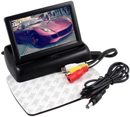 AutoBizarre 4.3 inch Folding LCD TFT Monitor Display For Car Dashboard - Useful For Reverse Parking Camera Output or Any Video Output Black LCD