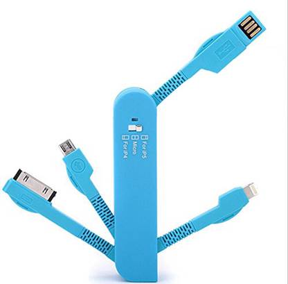 HOUSE OF QUIRK Micro USB Cable 0 m Multifunctional 3 in 1 USB Cable with Folding Design Android Device and Micro USB Ports - Multicolor
