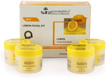 SARA Lemon Facial Kit with All in 1 Cleanser, Scrub, Cream and Mask (200g)