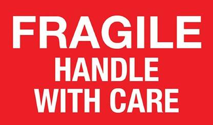 Fragile Handle With Care Labels Set of 300 Size 3x2 Inches For Consignment Dispatch Paper Print