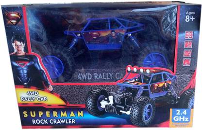 HALO NATION Superman Rock Crawler 1:18 - Mighty Monster Truck - King of Mountain Car with Remote Controlled 4 Wheel Drive - 1:18 (Blue)