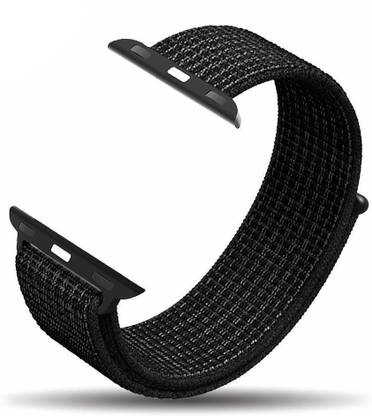 Styleys Woven Nylon Sport Loop Strap for iwatch Strap 42mm / 44mm Series 1 2 3 4 (Watch NOT Included) (Black Silver Nylon) Smart Watch Strap