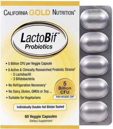 California Gold Nutrition LactoBif Probiotics 5 Billion CFU 60 Veggie Caps