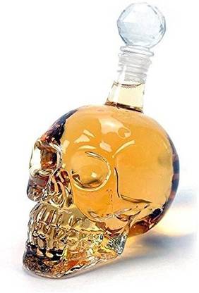 Smartcraft Skull Decanter - 125ml, Skull Head Vodka Scotch Whiskey Wine Drinking Glass Bottle Decanter Skull Shaped Wine Bottle 125 ml (Transparent) Boys & Girls Decanter