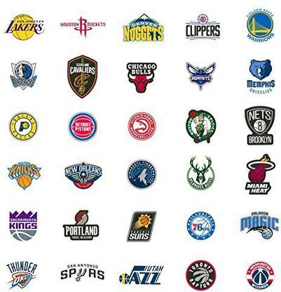 Genrc fb Mix of 10 NBA Basketball Team Die Cut Logo Stickers - Random Set of 10 Decals. - Lakers Bulls Heat Warriors Celtics Cavaliers