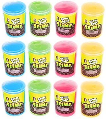 SNInc Glow In The Dark Slime - Bulk Pack Of 12 Assorted Colors Slime