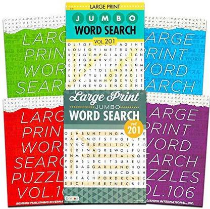 Bendon Large Print Word Search Books for Adults Super Set -- 6 Jumbo Word Find Puzzle Books with Large Print (Over 500 Pages Total)