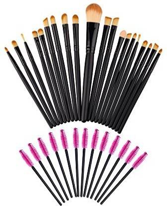 Saking 20 Pcs Makeup Brushes Set Professional Wooden Handle Cosmetics Brush Eyebrow Eyeliner Kit 50 Disposable Eyelash Mascara