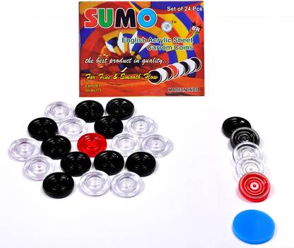 STC Sumo Attractive PVC Carrom Coins with one Premium Striker Carrom Pawns
