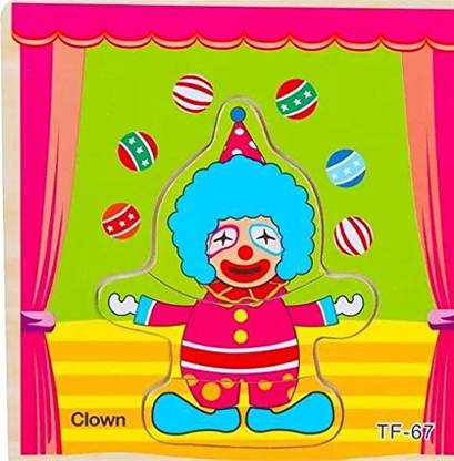 SHOWKING Stimulate Imagination Wooden Puzzle Education Learning Toy Fantastic Gifts Kids(Clown)