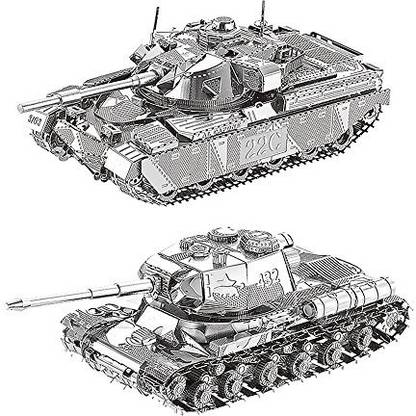 MOTU 2pcs 3D Metal Puzzle MK50 + JS-2 Tank Model Assemble Kits I21141-I21142 DIY 3D Laser Cut Jigsaw Toys
