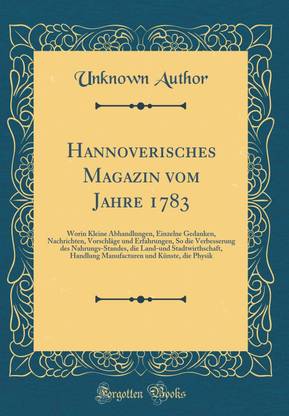 Hannoverisches Magazin Vom Jahre 1783