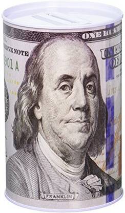 Chadamyi 100 Dollar Bill Tin Money Bank Note Metal Money Box 100 Bill Dollar Moneybox, 5 7/8 Tall X 4 Metal Money Coin Bank, 100, Benjamin Franklin Coin Bank Coin Bank