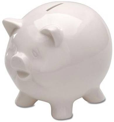 Darice Piggy Bank - Ceramic - White - 5-3/4 Inches High Coin Bank
