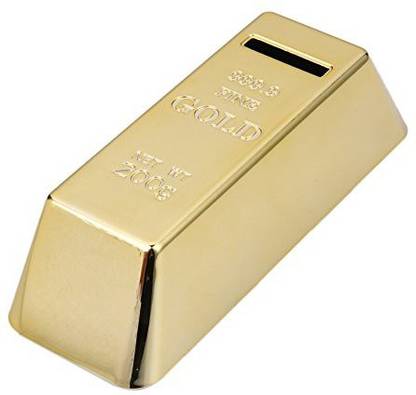 Whitelotous Gold Bullion Bar Piggy Bank Gold Bullion Brick Miniature Coin Bank Saving Money Box Coin Bank