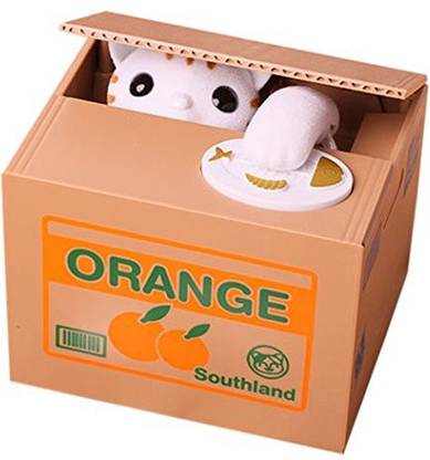 Xubox Stealing Coin Cat Box, White Kitty Money Box Piggy Bank Cute Automatic Stealing Money Toy Bank With English Speaking, Coin Saving Box Great Gift Ideas For Babies And Kids Coin Bank