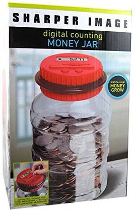 Sharper Image The Electronic Digital Coin Counting Money Jar - Piggy Savings Bank Coin Bank