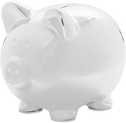 C.R. Gibson CarterS Large Silver Ceramic Piggy Bank, 6.5 W X 7 H X 8.5 D Coin Bank